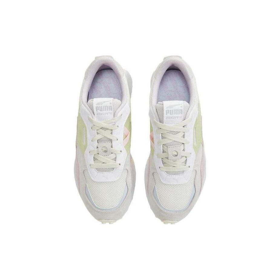 Puma Rider Fvw Ткань Кожа Круглый Носок Шнуровка Спортивные Низкие Повседневные Кроссовки Женские светло-розовый желтый 388962-01