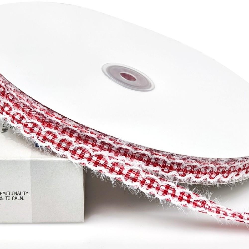 1cm Width Gingham Plaid Ribbon 2.5cm Width Fabric Binding Tape Wavy Edge Ribbon For Gift Box
