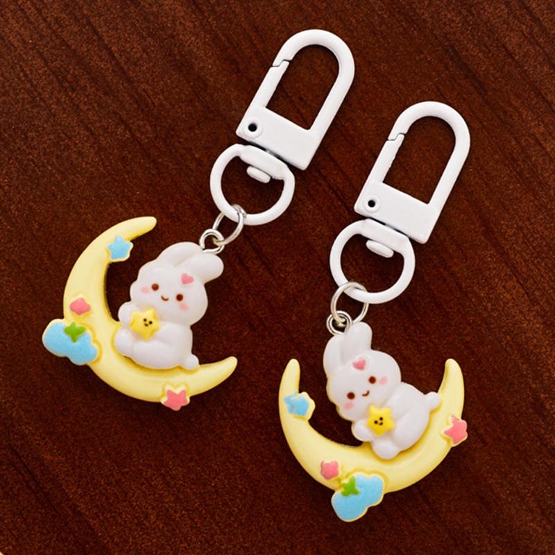 Милый лунный кролик брелок для женщин девочек мультфильм брелок кулон креативный рюкзак украшения аксессуары подарки