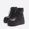 Women Ankle Boots Fashion Thick-bottomed Wedge Heel Boots Punk Style Gothic Boot for Women Platform Motorcycle Boots Big Size43