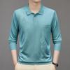 Мужская футболка с длинным рукавом, топ-поло из ледяного шелка, базовая футболка, для папы среднего возраста, свободная, повседневная