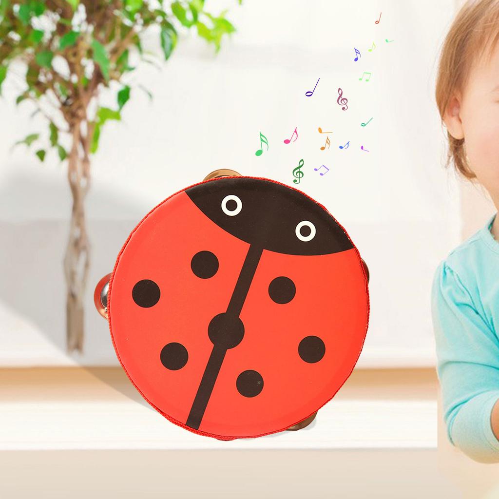 Wooden Tambourine Cute Cartoon Handheld Drum Bell Kid Educational Toys for Dancing Game Percussion Musical Instrument