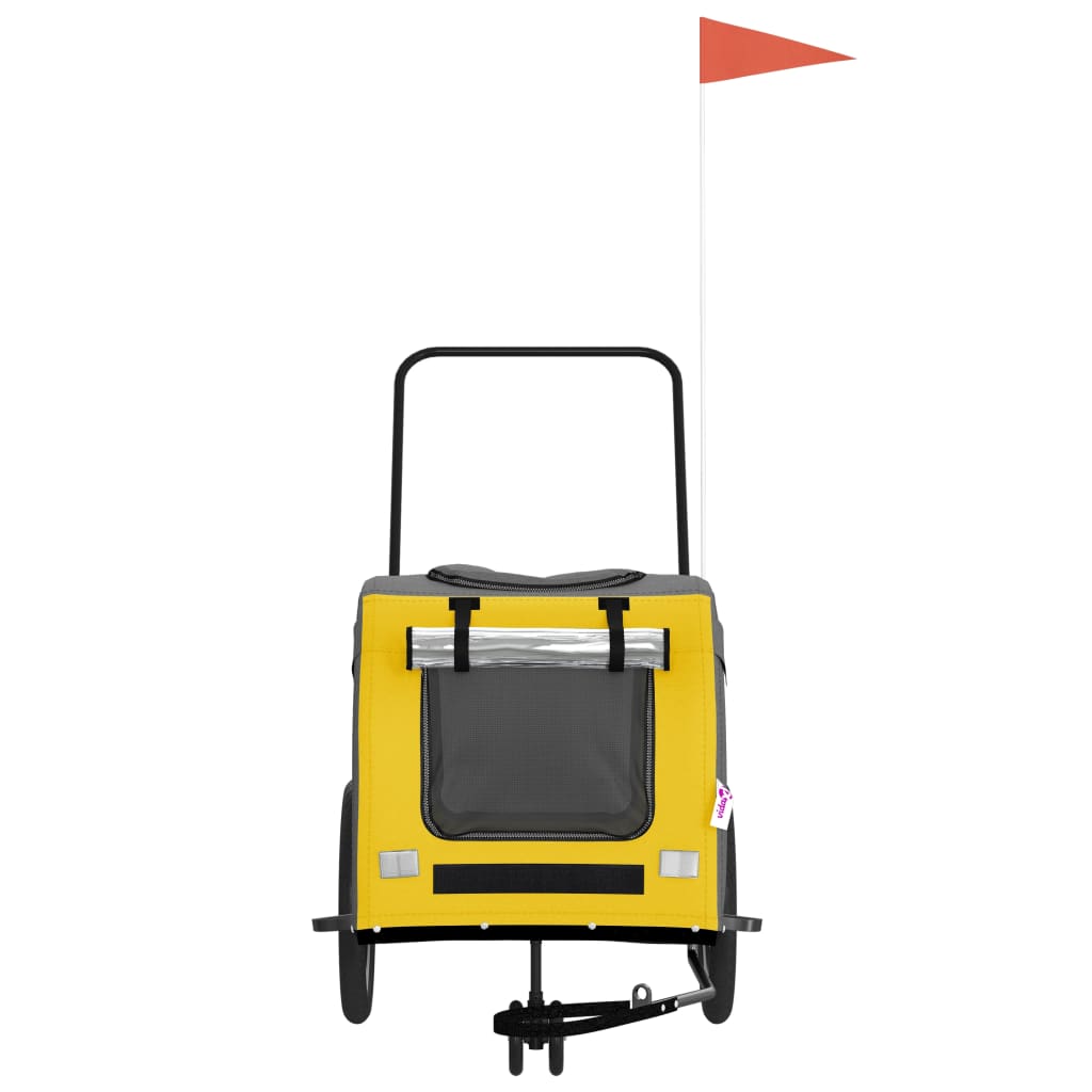 Bicycle Trailer for Dogs Yellow and Gray Oxford Fabric and Iron