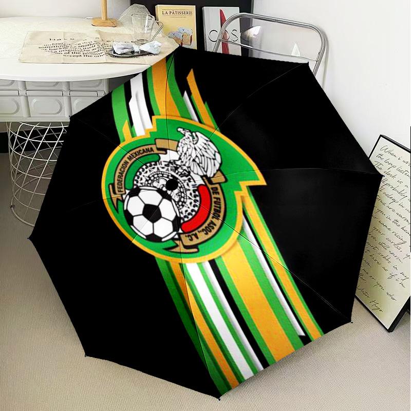 1PC Mexico Football Team Emblem Printed Umbrella Folding umbrella, automatic umbrella 8-Frame for Travel, camping Fan gifts Christmas Gifts