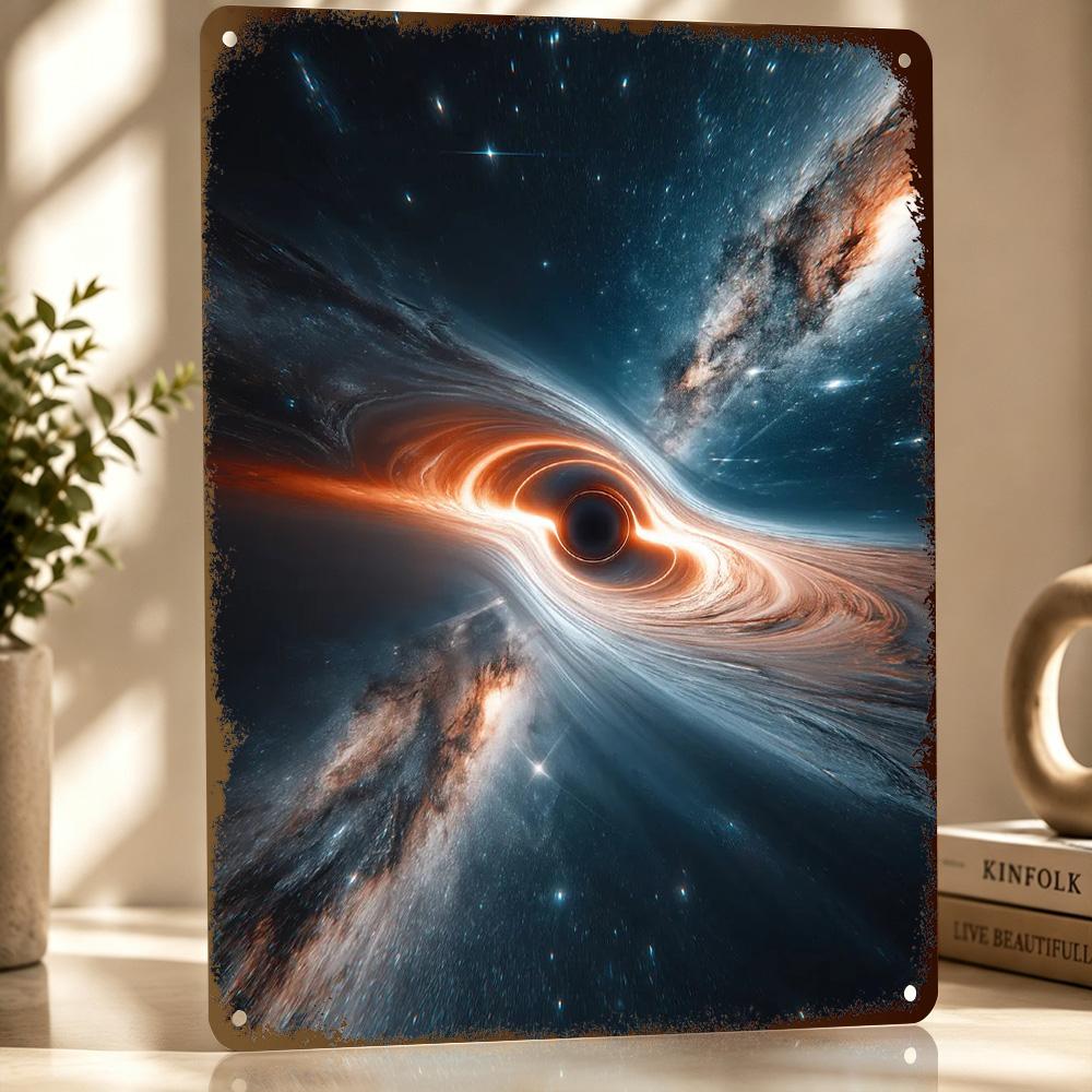 Black Hole in Space D Texture Printed Poster Custom Vintage Metal Tin Plate Sign for Wall Art Garage Accessories Decor Luxury