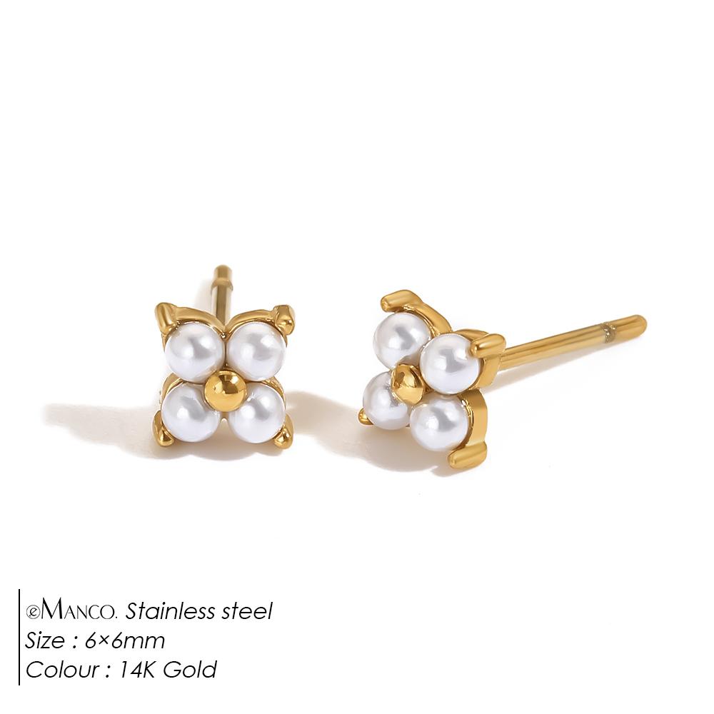 eManco Simple Minimalist Mini Flower Stud Earrings For Women Hypoallergenic 6MM Stainless Steel Piercing Earring Jewelry