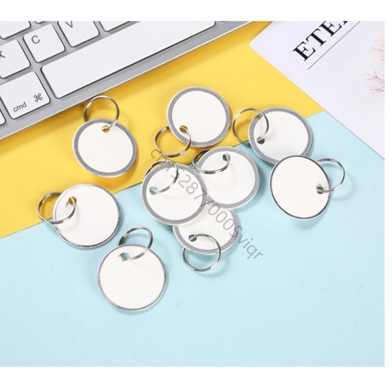 50 Pieces Metal Rimmed for Key Tags Round Paper Tags with Metal Rings White Label for Car Keys and Door Keys 31mm White AXYD
