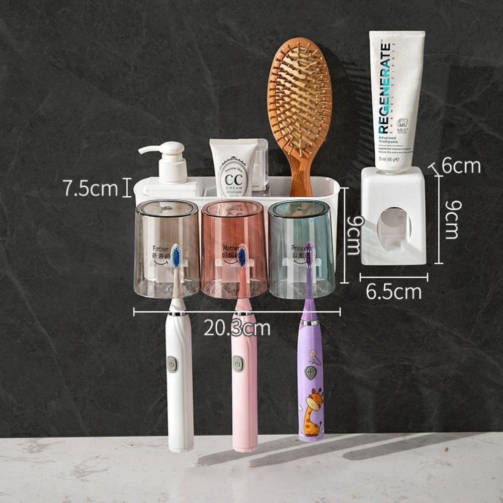 Wall Mount Mouthwash Cup Family Set Waterproof Toothbrush Holder Creative Mouthwash Cup Holder
