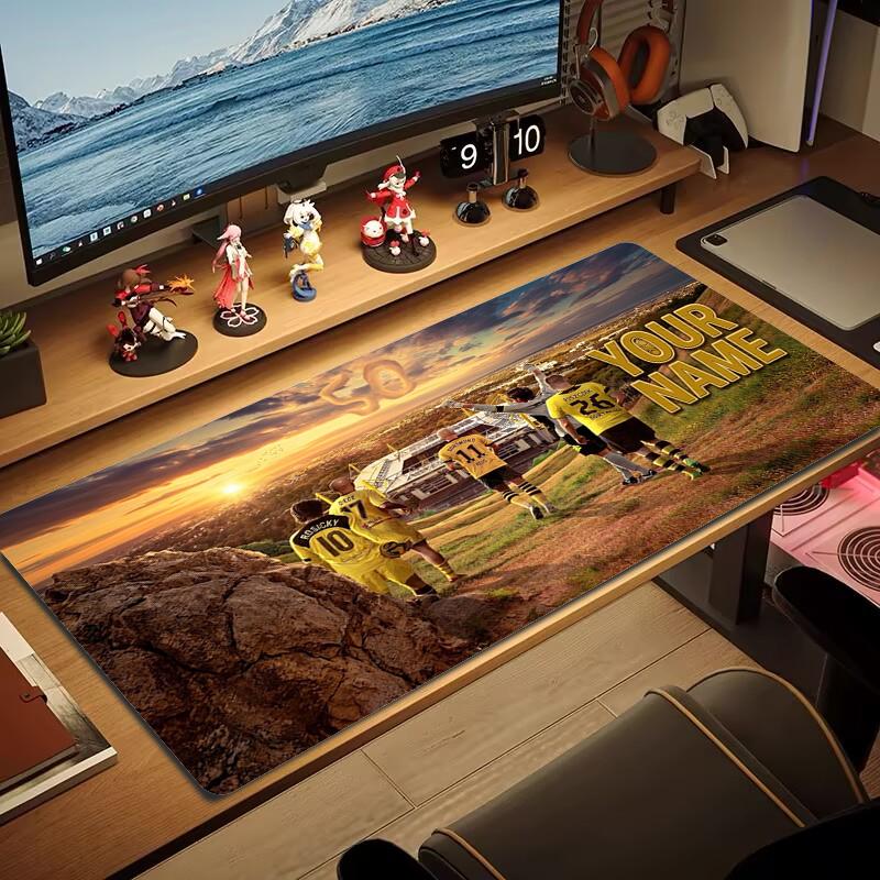 Custom Name Borussia Dortmund Mouse Pad Large Gaming Table Cushion Nonslip Laptop Tablet Big Mousepad Xxl Mat Mini Pc Playmat With Lock Edge