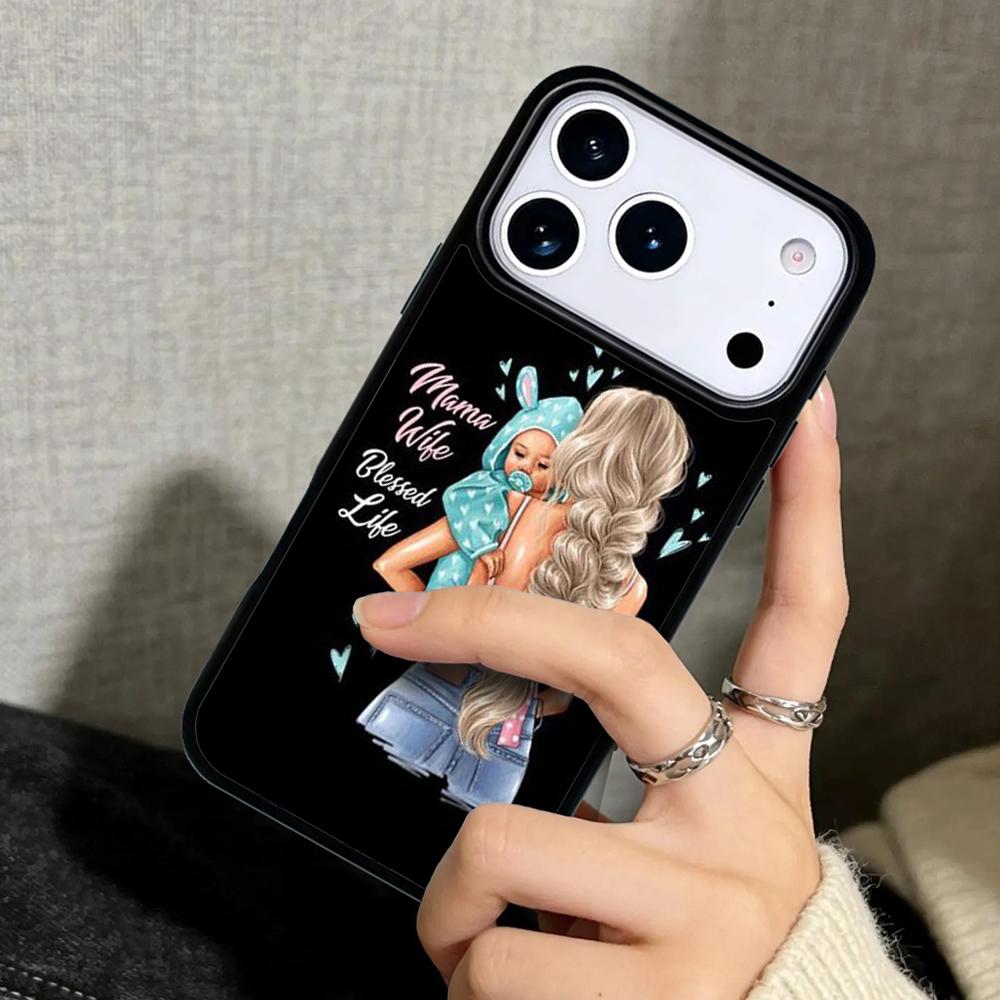 Чехол Case для iPhone 17 Air 16 Pro Max 15 Plus 11 13 Mini 14 12 Задняя крышка телефона Супер Мама Малышка Мальчик