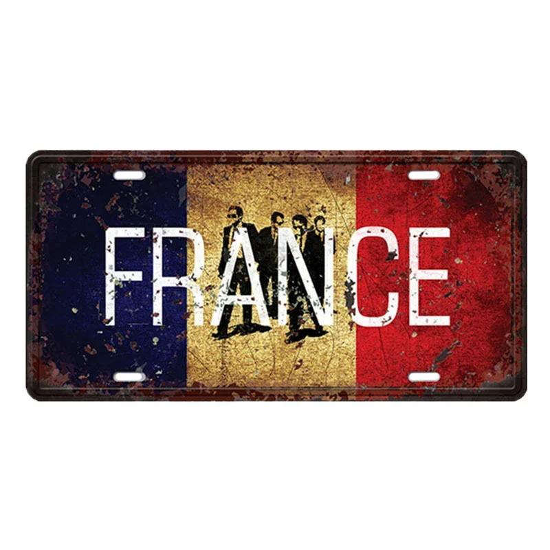 Canada Australia UK US National Flag Tin Sign Shabby Retro Car Plate License Iron Painting Metal Plaques Wall Decor For Bar Pub