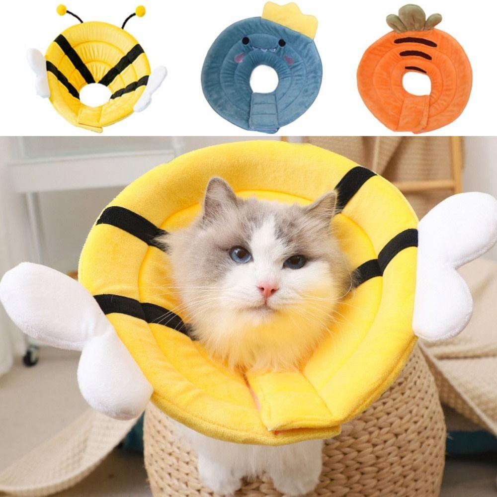 Cotton Bee Shape Cat Recovery Collar Adjustable Dog Elizabeth Circle Stop Licking