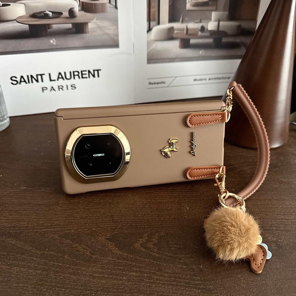 Case for Huawei Mate X7 X6 X5 X3 with Hinge Protection Detachable Pony Pom Pom Lanyard Shockproof Cover Phone Bumpers