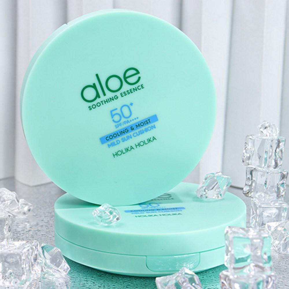 HOLIKA HOLIKA Мягкий солнцезащитный крем Aloe Mild Sun Cushion SPF50+ PA++++, 25 г, 1 шт.