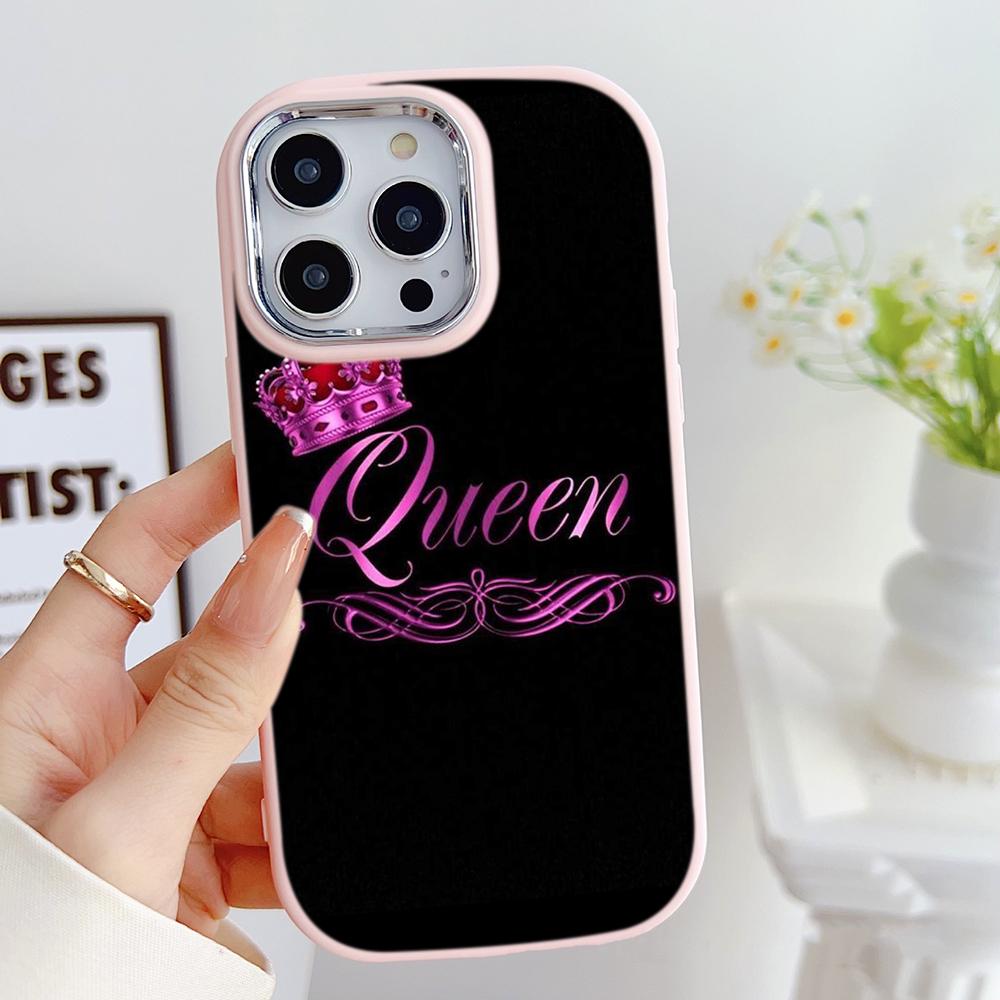 LZ29 Королева король корона пара мягкий чехол для телефона Samsung S24 Ultra S23 Plus S21 FE A16 A54 A34 A05 Infinix Hot 40 30i защита объектива противоударный чехол