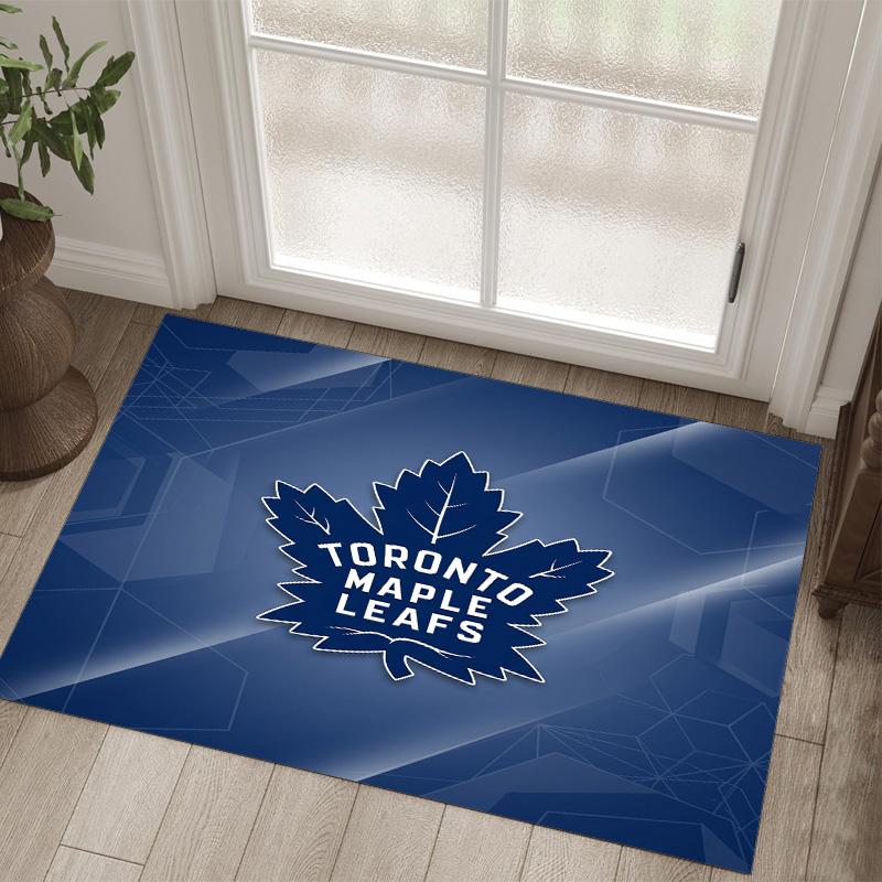 Toronto Maple Leafs Design Crystal Velvet Carpet Cozy Non?Slip Printed Rug For Bedroom Living Room Entrance