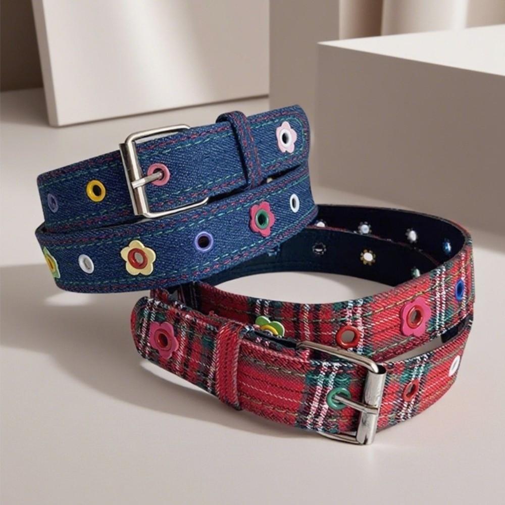 Adjustable Dopamine Flower Belt Y2k Women's Jeans Belt Pin Buckle Waistband for Pants