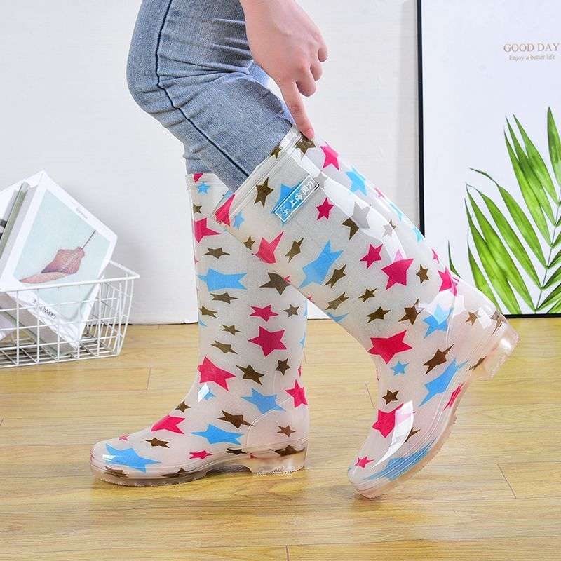 Кухонные водные сапоги высокие резиновые сапоги нескользящие и износостойкие пластиковые резиновые сапоги галоши водная обувь модная резиновая обувь дождевая обувь женские сум