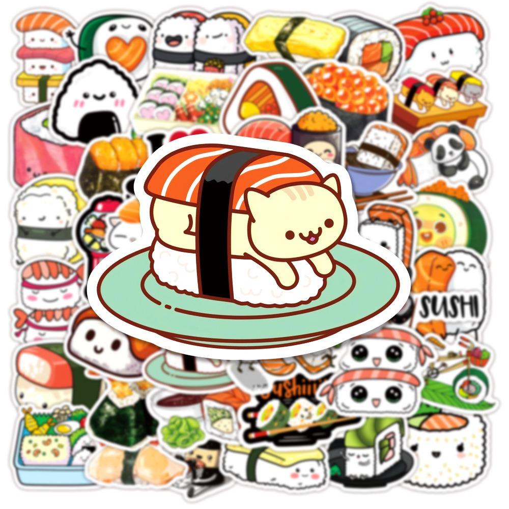 50 Sheets Cute Cartoon Sushi Decorative Stickers Laptop Kpop Toploader Photocard Sticker Book Gift School Stationery