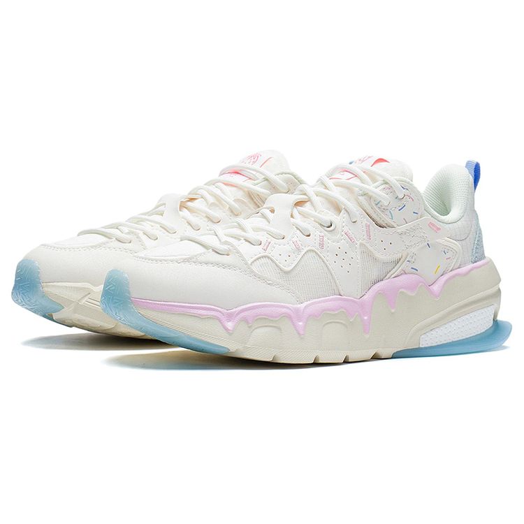 Li Ning Ln Flex Легкие, высокопрочные, амортизирующие, нескользящие, износостойкие, низкие, спортивные, повседневные туфли, женские кроссовки Off-White AGLS114-3