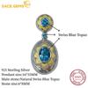 Sace Gems Ожерелье с подвеской из стерлингового серебра 925 пробы, 6*8 мм, натуральный швейцарский синий топаз, ожерелье для женщин, коктейльная вечеринка, изысканные ювелирные изделия, подарок