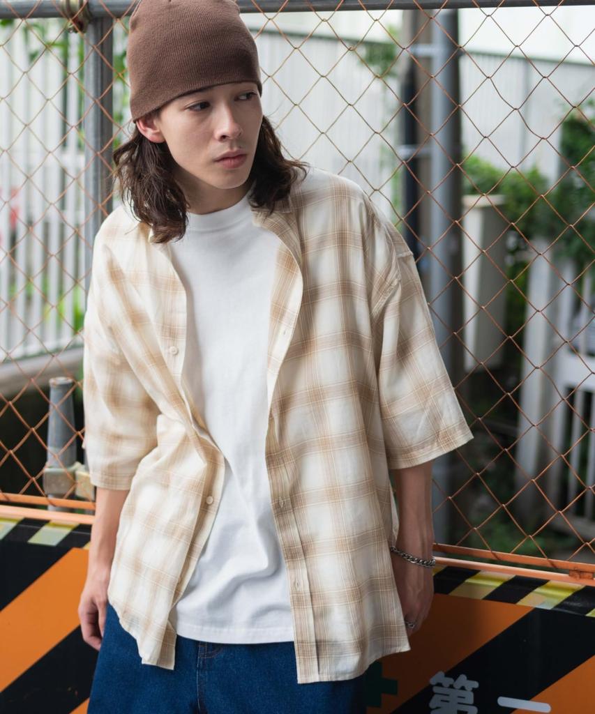 WEGO Check Sheer Gauze Long Loose Street Size 2 Patterns Men's Shirt, Sleeve, Casual, Fit, Fall/Winter, Style, Gift, M,