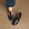Round Head Mary Jane Shoes Women's Retro T-buckle Simple Temperament Low Heel Leather Shoes Flat Shoes
