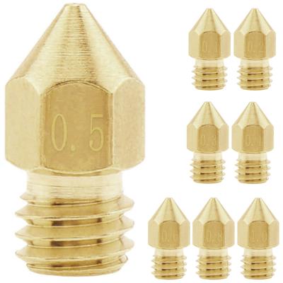 1 шт. 0,2 / 0,3 / 0,4 / 0,5 / 0,6 / 0,8 / 1 мм 3D-принтеры латунные сопла подходят для Creality CR-10 / Ender 3 5, MK8 экструдерные сопла