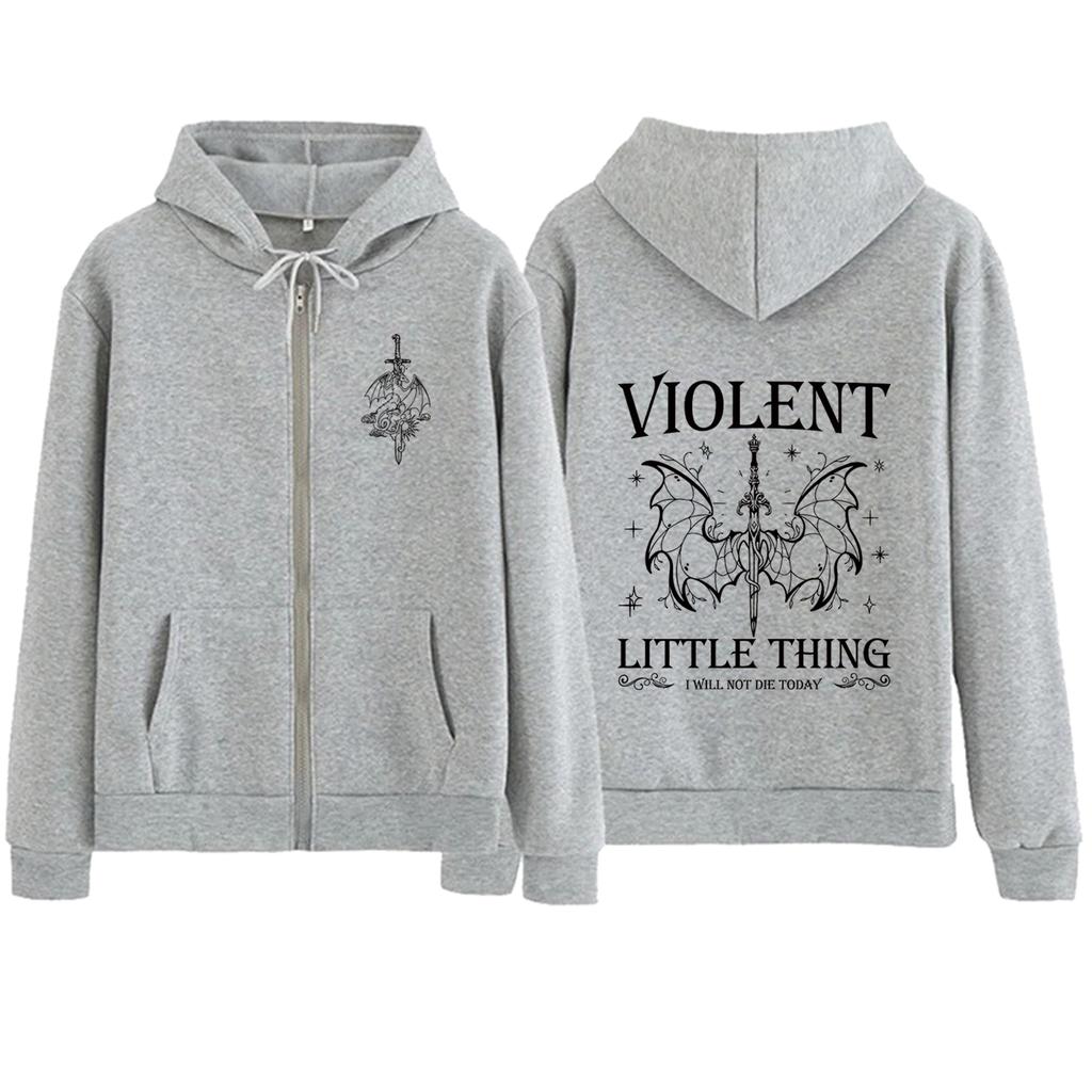 Худи на молнии Violent Little Thing Harajuku Пуловеры Топы Уличная одежда Подарок для фаната Четвертого крыла Толстовки с V-образным вырезом Всадник дракона