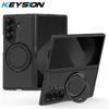 KEYSION Чехол с текстурой кевларового углеволокна для MagSafe для Samsung Galaxy Z Fold 7 6 5 4 3 с вращающейся на 360° магнитной подставкой-кольцом, чехол для телефона