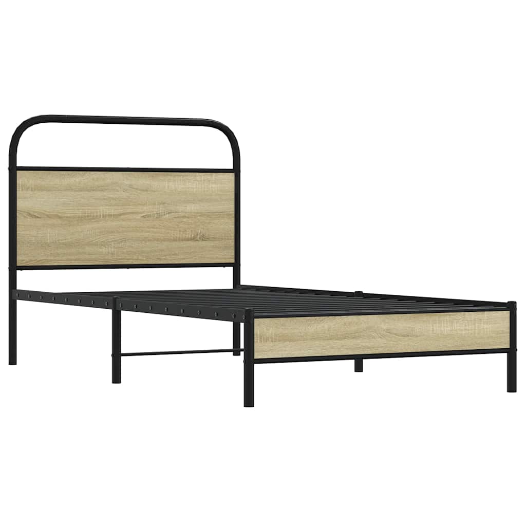 Bed Frame without Mattress 100x200 cm Sonoma Oak Effect Wood Based Panel