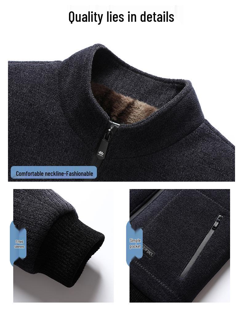 Мужское шерстяное пальто с флисовой подкладкой Woodpecker - Отложной воротник