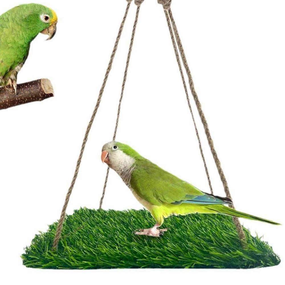 Natural Bird Swing Mat Artificial Grass Foraging Mat Toys Hamster Sleep Bed Bird Cage