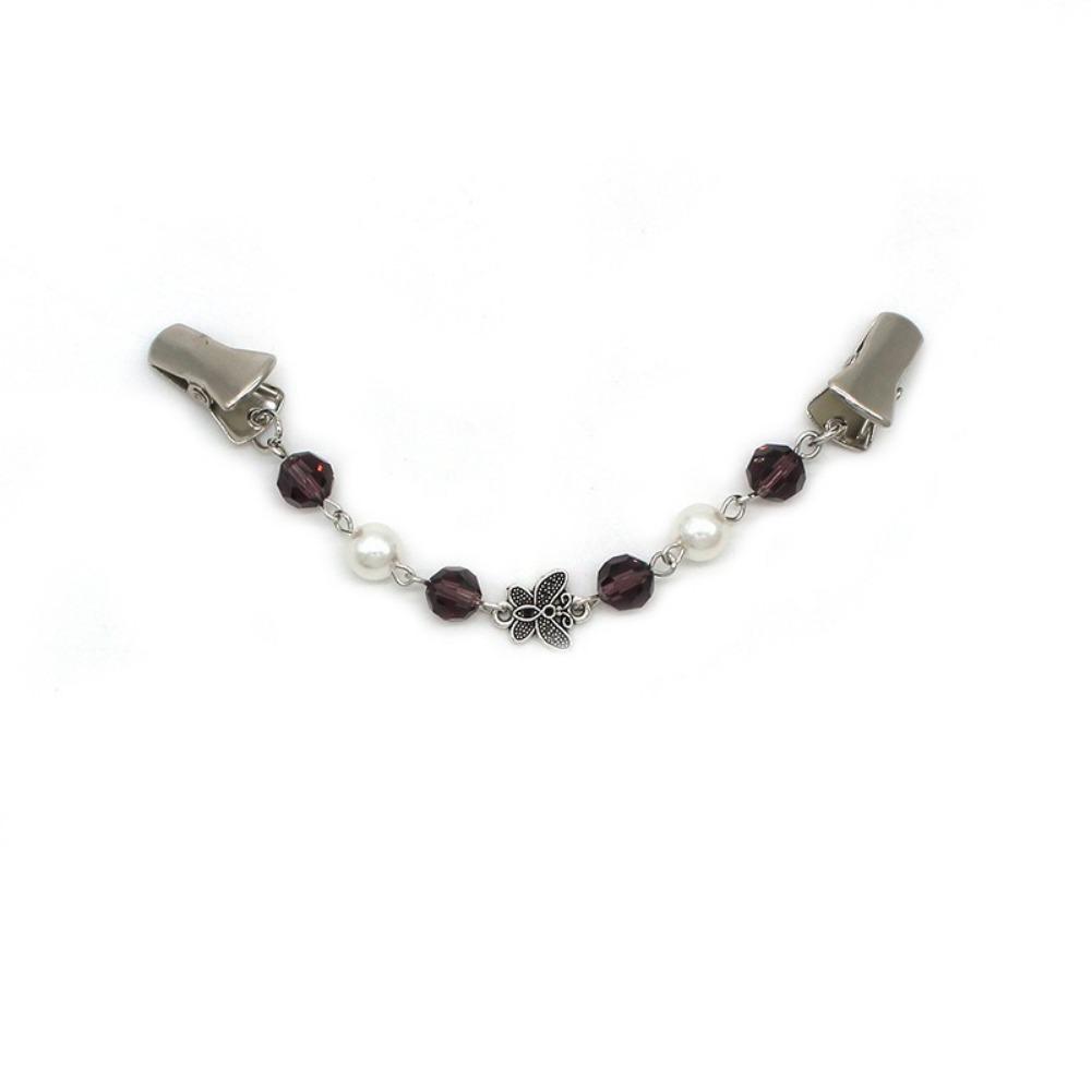 Брошь-зажим для кардигана, утка, жемчуг, стразы, пряжка для блузки, накидки, шали, рубашки, свитера