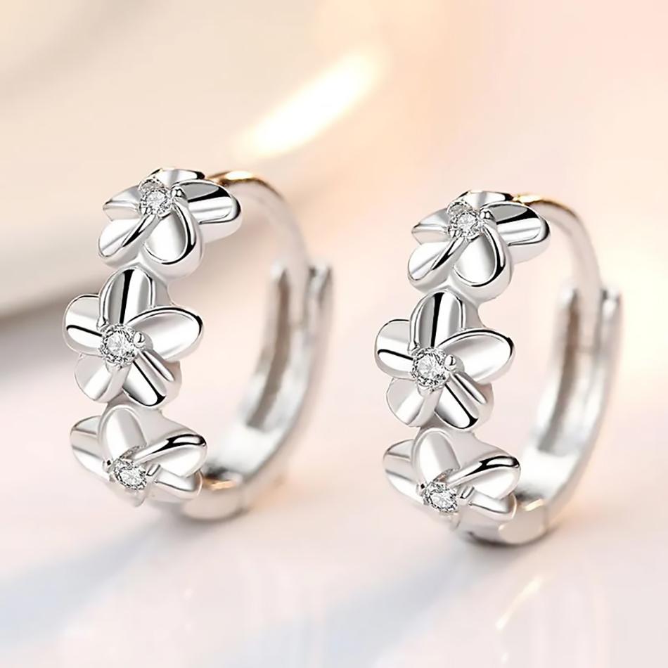 Серьги-кольца из серебра 925 пробы со сладким цветочным дизайном Отлично подходят для повседневного ношения, праздников и в качестве подарков Винтажный богемный стиль