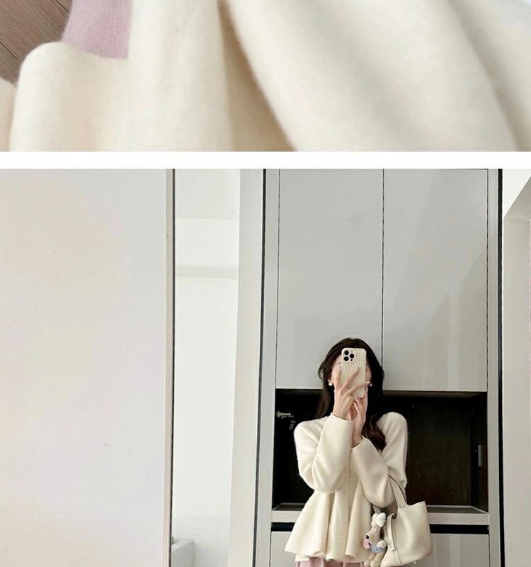 Осенне-зимний вязаный свитер и брюки широкого кроя для беременных