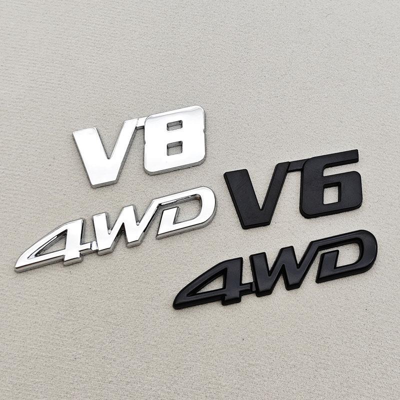 3D Metal Car Sticker Logo 4WD V6 V8 LIMITED Fender Side Badge Rear Trunk Emblem For Toyota LC150 LC200 4Runner Tundra Accessorie