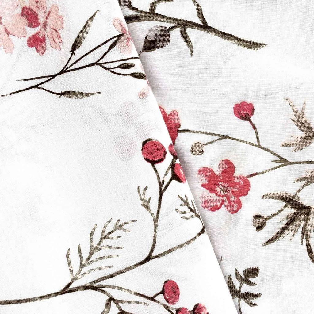 Cotton bedding 160x200 natural 100% cotton rowan twigs flowers