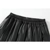 Girls Leather Skirt Black High Waist A-Line Pleated Skirt for Kids Fashion All-match Slim Teen Children Group Dance Skirt 3-16 Y