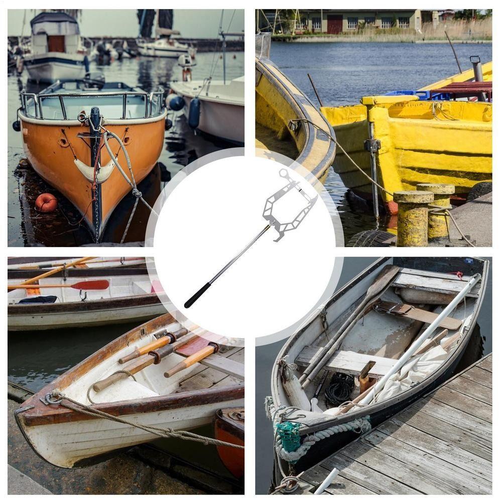 Telescopic Rod Dock Hook Stainless Steel Long Distance Threader Telescoping Boat Hook  Stop Ship