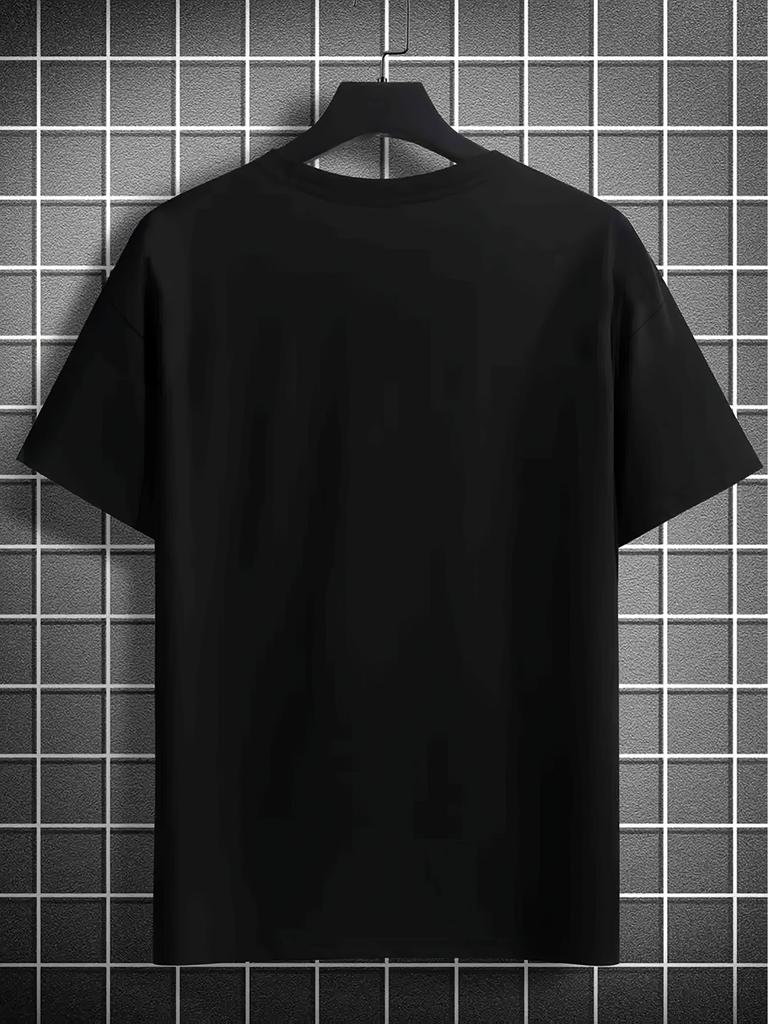 Comfortable Men's Casual Graphic T-Shirt - "Lose Weight and Become Popular" Japanese Humor Design, Black Cotton Round Neck Short