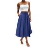 Women's Skirt Bohemian Skirt Solid Color Casual Skirt With Pockets