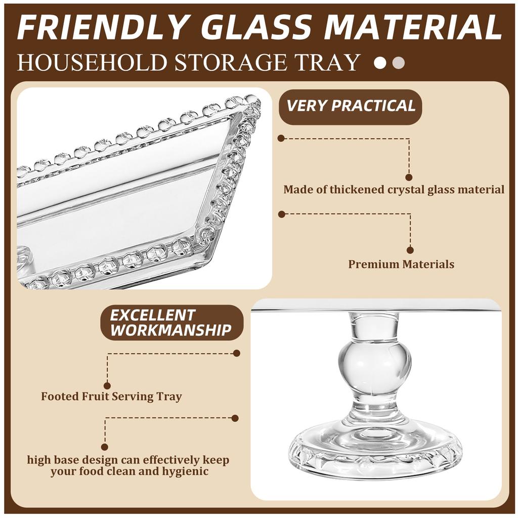 Хрустальное Стекло Поднос для Закусок Современный Декоративный Дисплей для Закусок Квадратная Тарелка Фруктовые Тарелки Центральные Элементы для Вечеринки Поднос для Подачи
