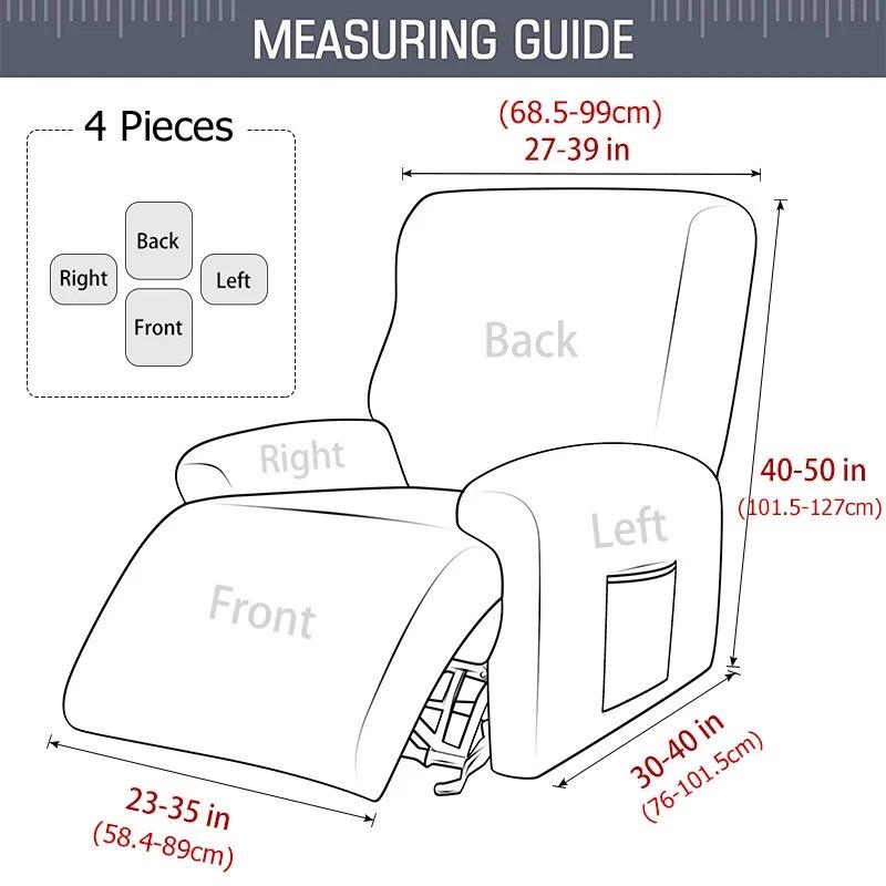 Stretch Velvet Recliner Sofa Cover Living Room Elastic Warm Soft Home Decor Single Sofa Covers with Pocket Furniture Protectors