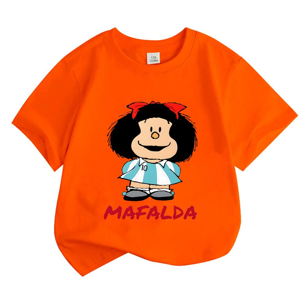 2026 New Style Mafalda Comic Round Neck Tees Boys Girls Kids Clothing 100%Cotton Tops High Quality Sports Sleeves Fashion Streetwear