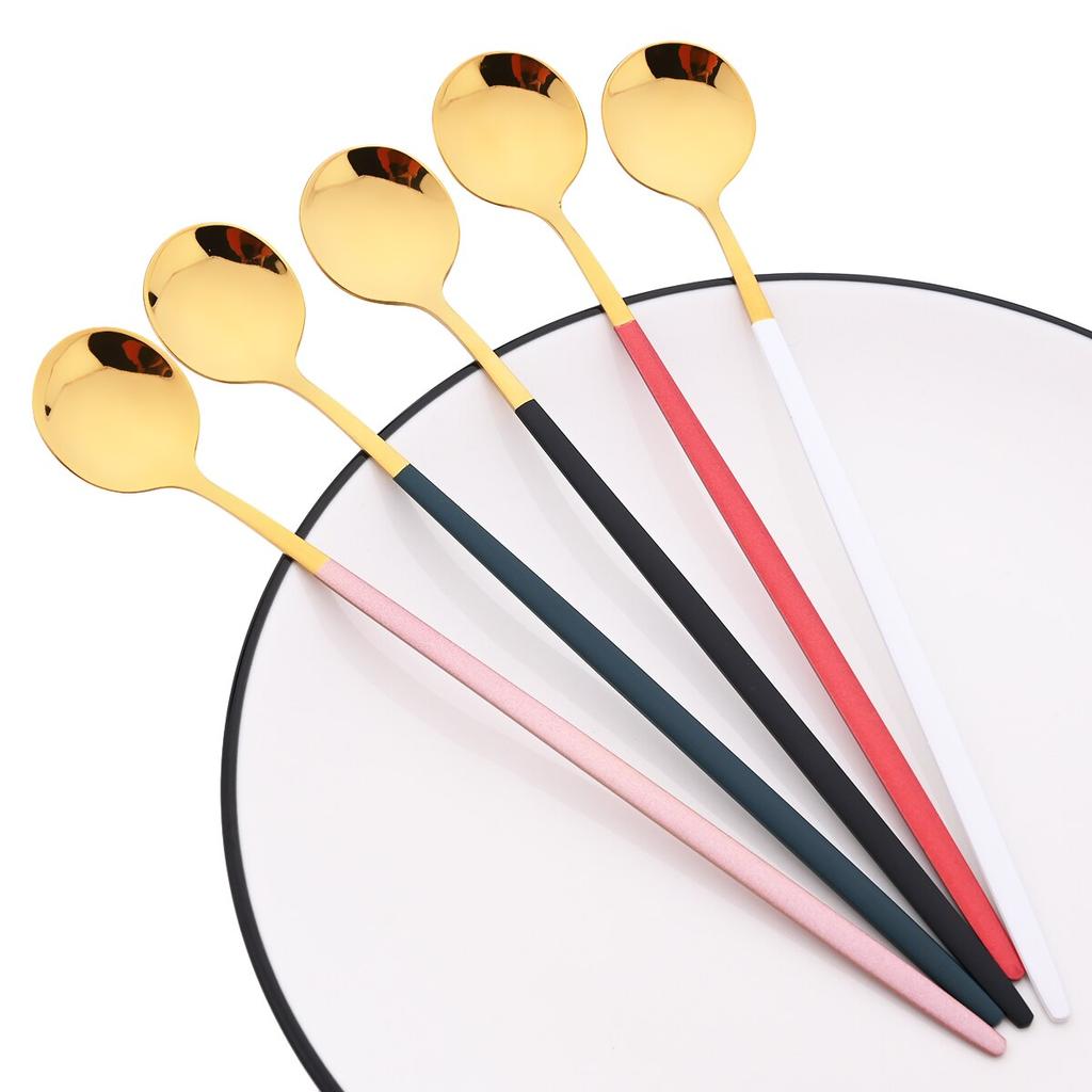 6 шт./компл., красочная ложка с длинной ручкой, столовая посуда, посуда для сока, кофе, перемешивающая посуда, ложка для мороженого, набор столовых приборов, кухонные инструменты