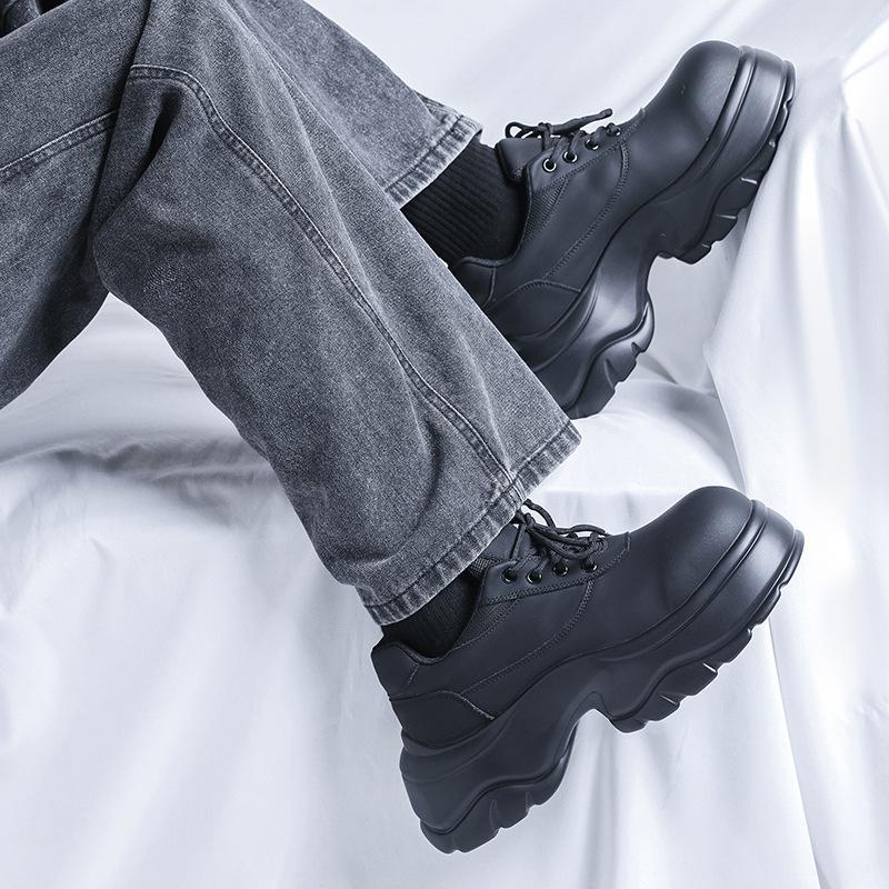 Туфли дерби на платформе Niche Paris мужские, увеличивающие рост, полностью черные, британские спортивные туфли Darth Vader для папы, прилив 24307-R