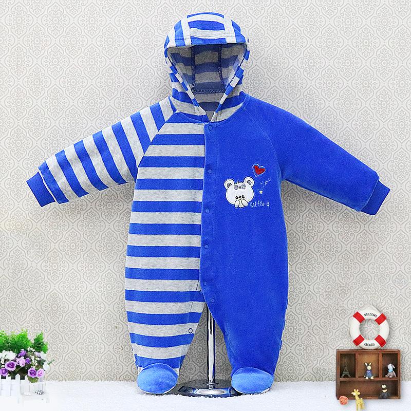 Newborn Baby Boy And Girl Infant Hooded Clothing Velvet Winter Spring One Piece Kid Long Sleeve Kidswear Aapparel Newborn Suits Tddler Romper