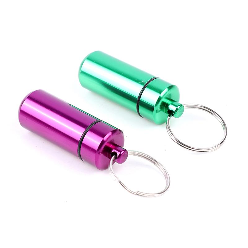 Mini Portable Aluminum Alloy Pill Bottle Cartridge Keychain Outdoor Waterproof Sealed Pill Box