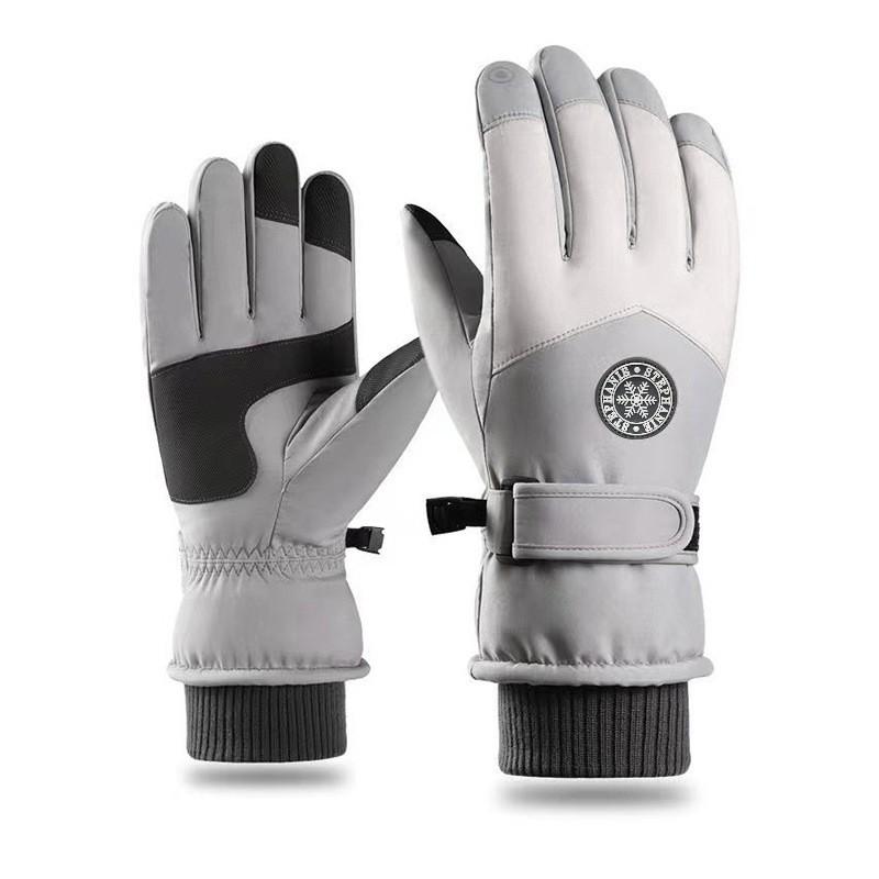 Лыжные перчатки для мужчин и женщин, для активного отдыха, для велоспорта, водонепроницаемые и нескользящие, с сенсорным экраном, утолщенные, с плюшевой подкладкой, теплые перчатки для осени и зимы